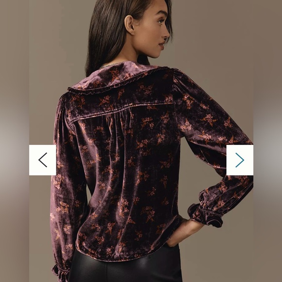 NWT Anthropologie by Pilcro Velevt Keira Collared Button-Front Blouse - Picture 2 of 10